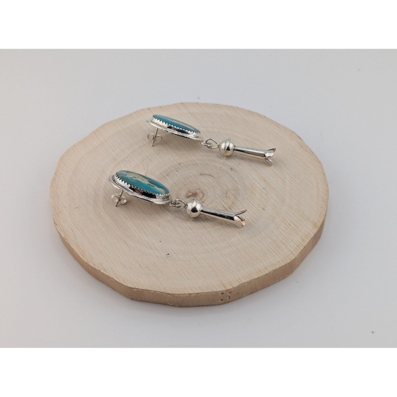 Native American Earrings Navajo Sterling Silver Turquoise Jewelry *** - Picture 7 of 12